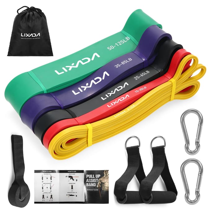 Lixada 3 Packs Pull Up Assist Bands Set Weerstandsbanden Powerlifting Workout Oefening Stretch 5pcs