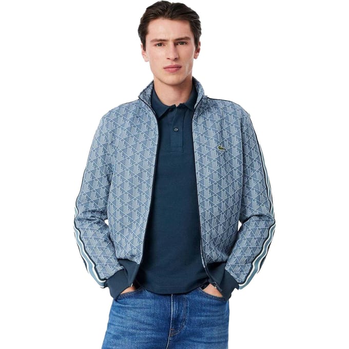 Lacoste Heren-trainingsjack met monogram in jacquard (Blauw)