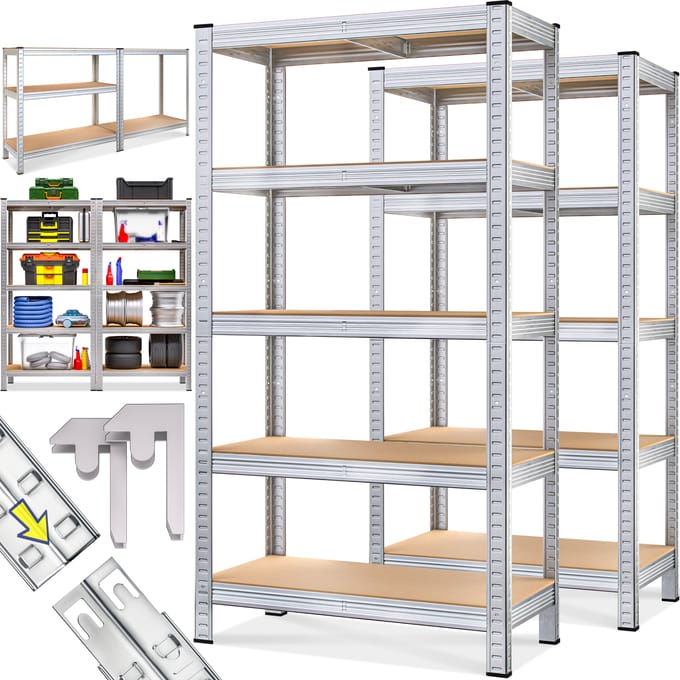 Stellingkast Set van 2 - 180x90x40cm Metaal MDF 1750kg – Zilver