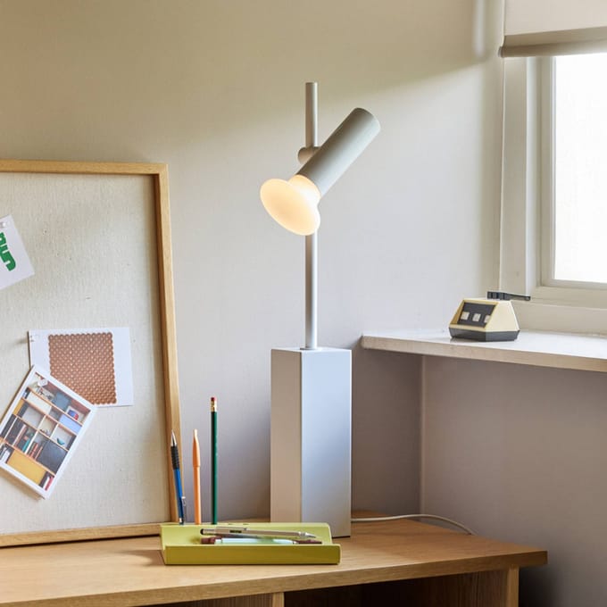 Hübsch Tafellamp SET, lichtgrijs, hoogte 60 cm, ijzer/glas