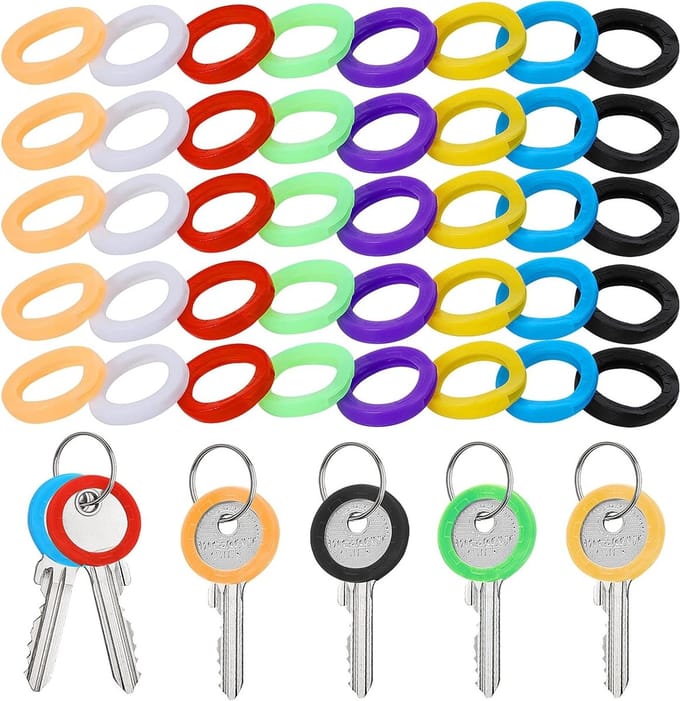 40 Stuks Sleutelhulsjes in 8 Kleuren, Sleutel Identificatie Caps, Kleurcode Labels voor Sleutels
