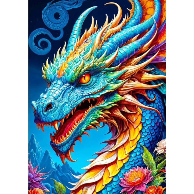 Enjoy Puzzle legpuzzel Blue Dragon - 1000 stukjes drakenfantasie.