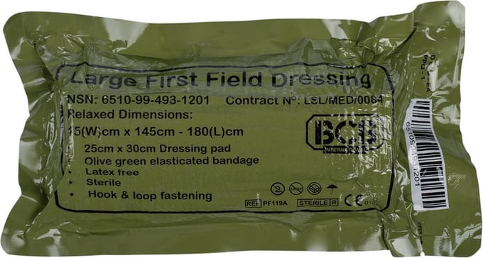 BCB Combat first field dressing large PF119A, 20 x 20 cm kompres