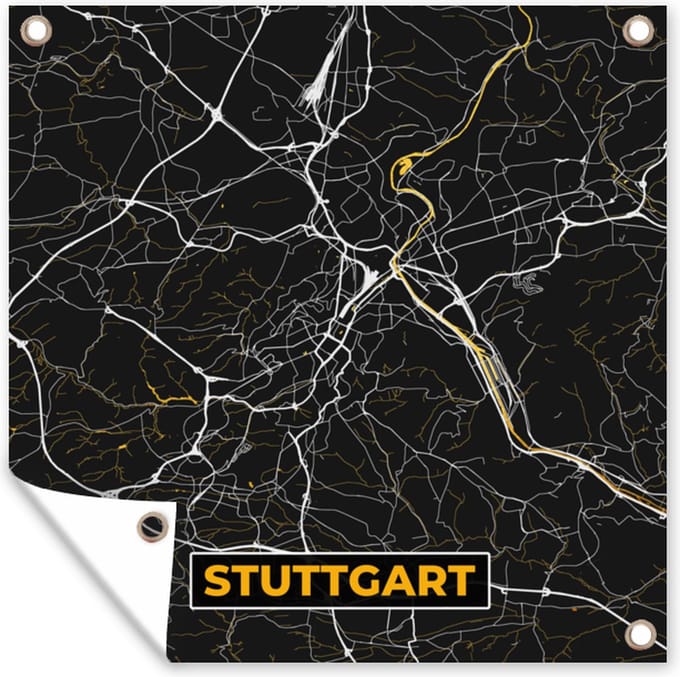 Tuindoek Stuttgart - Goud - Plattegrond - Kaart - Stadskaart - Duitsland - 100x100 cm