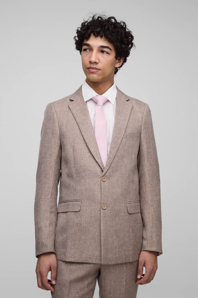 Slim Fit Single Breasted Suit Jacket | Brown | Size Medium