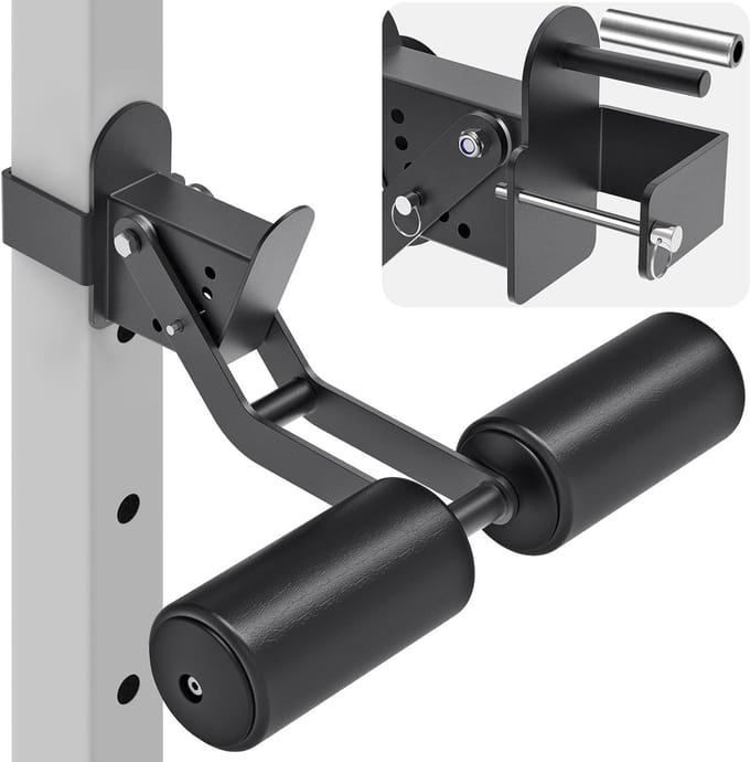 Verstelbare Hamstring Curl en Squat Rack Accessoire voor Power Rack - Ideaal voor Thuis Gym met Premium Lederen Afwerking en Stevige Bevestiging