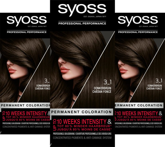 Syoss - Haarverf - 3_1 - Donkerbruin - 115ml x 3