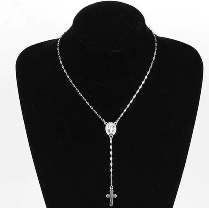 Ketting met kruisje en medaille zilverkleur