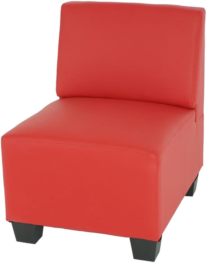 Modulaire fauteuil zonder armleuningen, middendeel Lyon, kunstleer ~ rood