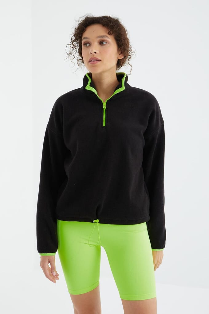 Overmaatse Pluche Halflange Rits Sweatshirt