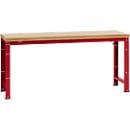 Manuflex werkbank Profi standaard, Tafelblad multiplex B 2000 x D 700, robijnrood