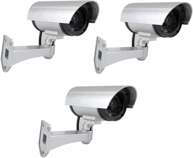 Nep Bewakingscamera's - Dummy Camera's - Huis Beveiligen - Knipperend LED - 3 stuks - Grijs