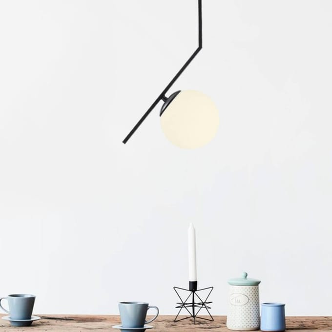 Opviq Hanglamp Dolunay 143-AV, zwart, één glazen kap