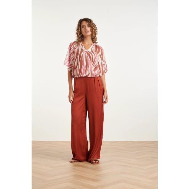 Smashed Lemon Wide leg pantalon met satijn-glans |