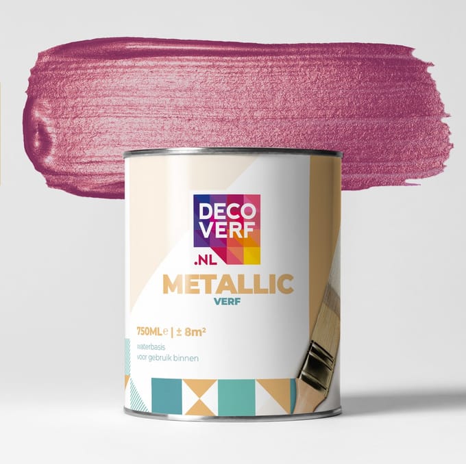 Decoverf metallic verf zuurstokroze, 750ml