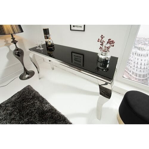 Barock sidetable zwart glas