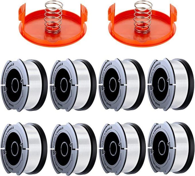 8 Pack Bobine Fil Coupe Bordure Compatible avec Black et Decker Coupe Bordures, A6481 A6485 1.65mm Bobine de Fil Debroussailleuse