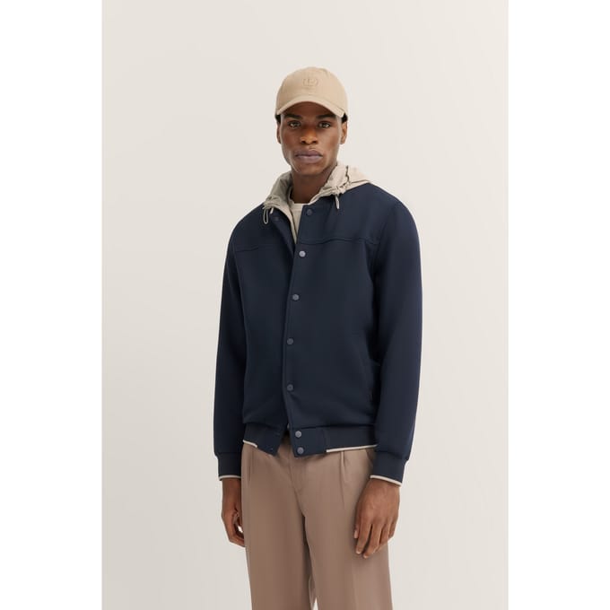 Bugatti Herren Sweatjack met sportieve collegekraag