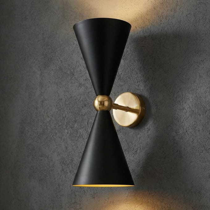Maytoni Vesper wandlamp 2-lamps zwart/goud