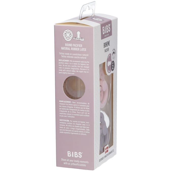 BIBS Boheme Fopspeen - 6-18 mnd - 2-pack - Rond - Blossom/Dusky Lilac