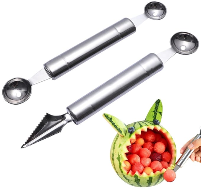 VCSJW Ball Cutter Set - 2 Stuks RVS Melon Cutter en Fruitballen Maker