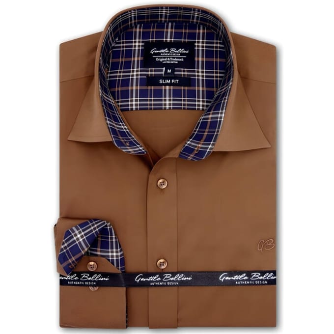 Blanco Heren Overhemd - Slim Fit - 3038NW - Bruin
