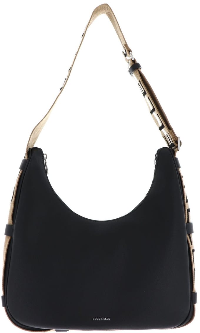 COCCINELLE schoudertas Raquel Handbag Double Grainy Leather Noir / Cognac zwart