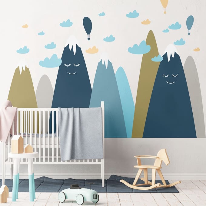 Kinderstickers met Scandinavische berglandschappen van Devika, 120 x 180 cm
