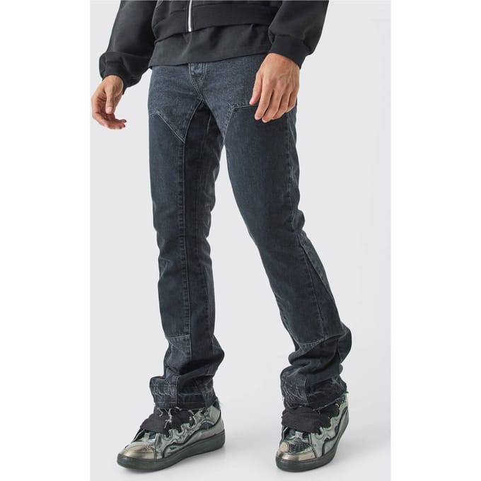 Slim Rigid Flare Overdye Carpenter Jeans | Charcoal | Size 52R