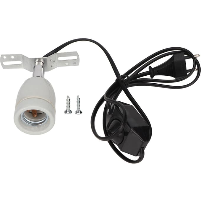Reptiel Keramische Warmtelamp Houder E27 400W Draaibaar Keramische Verwarmingslampvoet met Schakelaar gray