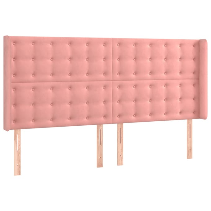 vidaXL - Hoofdbord - LED - 203x16x118/128 - cm - fluweel - roze