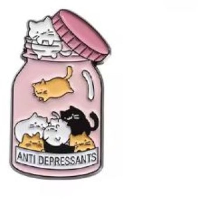 Pin Broche - enamel pin - kledingspeld - Antidepressants kat