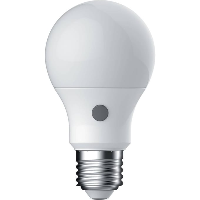 MEGAMAN E27 LED lamp, 7,3 W, 2700 K, sensor