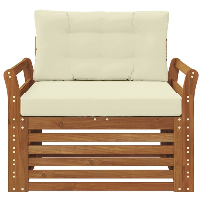 vidaXL - Buitensofa - Massief - Acacia - Hout - en - Polyester - Natuurlijk - en - Crème