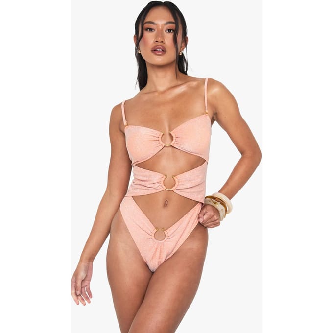 boohoo Dames Glitter Cutout Badpak | Orange | Maat: 8