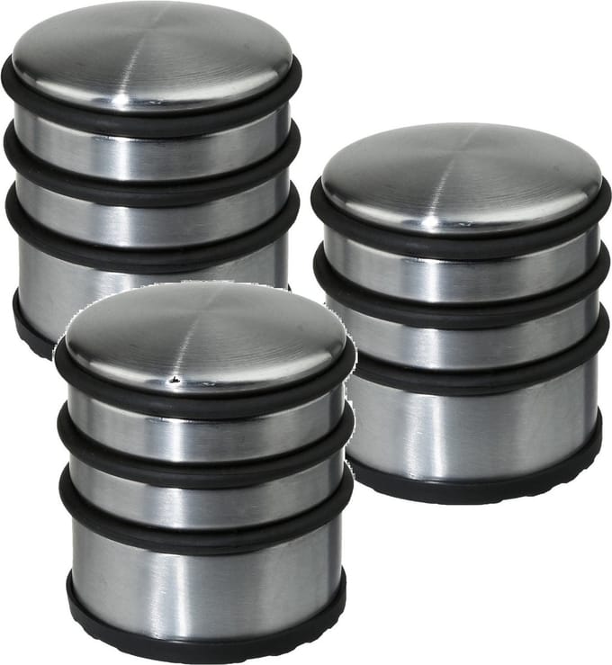 3x Stuks ronde deurstopper 7 x 7,5 cm van metaal - Deurstop
