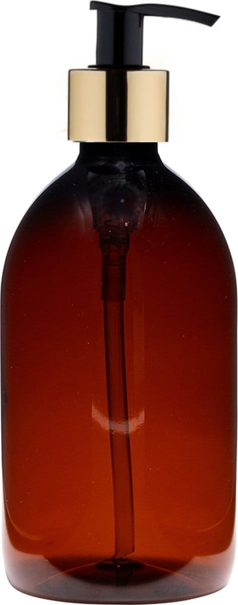 Lege plastic fles 500 ml PET Apothekersfles amber - met gouden pomp - set van 10 stuks - Navulbaar - Leeg