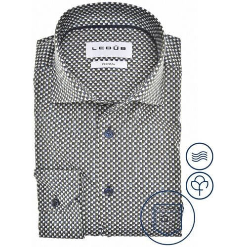 Ledûb Overhemd Fantasy 3D Hexagon Pattern Blauw-Groen / male