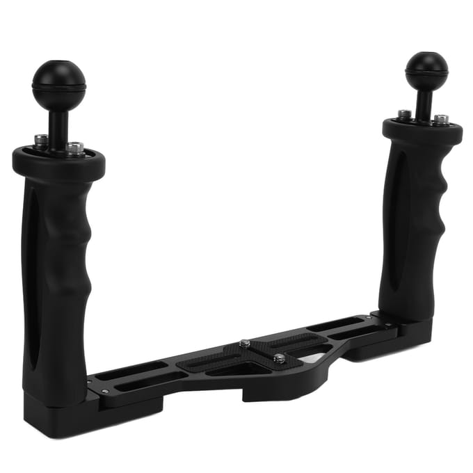 Dubbele Handgreep Stabilisator Rig Duiken Onderwater Camera Behuizing Case Tray Mount voor Nikon black