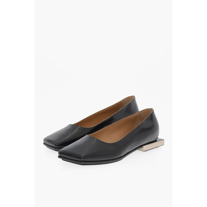 MM22 Lakleer ballerina's met vierkante hak in zwart