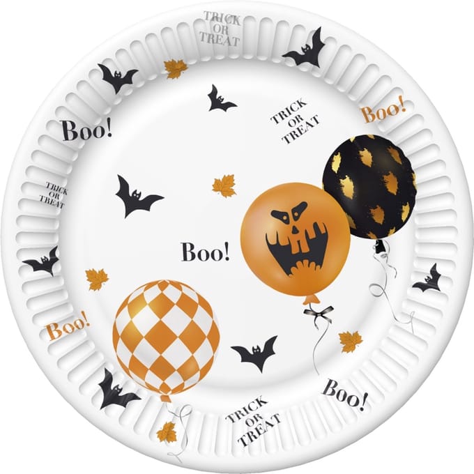Daisy Papieren bordjes 18 cm - Scary Halloween balloons