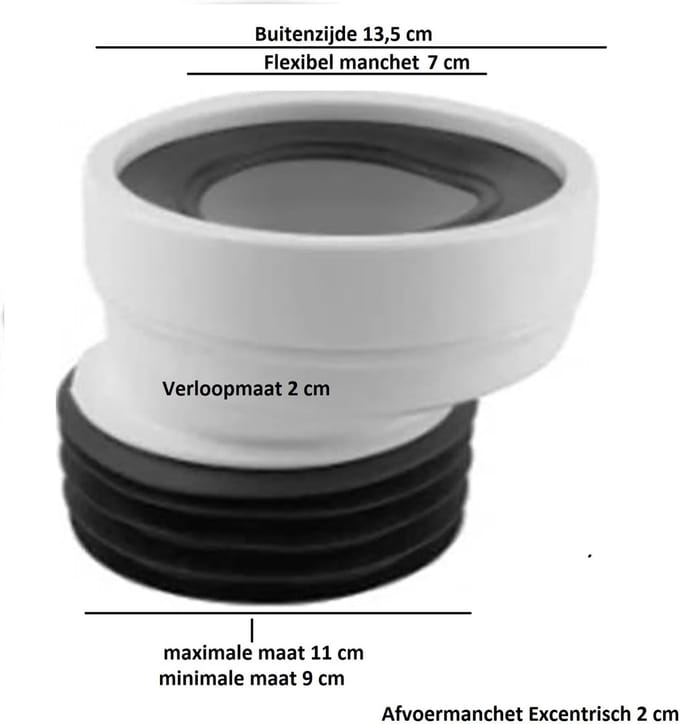 Aloni Toilet Afvoermanchet Excentrisch 2cm