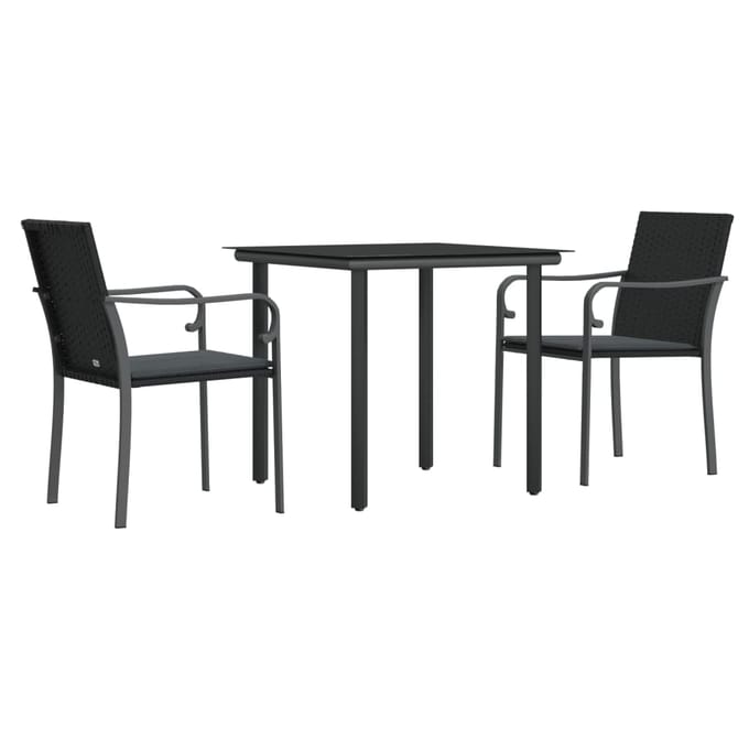 vidaXL - 3-delige - Tuinset - met - kussens - poly - rattan - en - staal