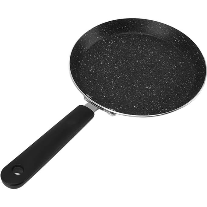 Crêpe Pannenkoekenpan Anti-aanbaklaag Ronde Vorm Aluminiumlegering Draagbare Bakplaat Pannenkoekenmaker Pan 10in L black