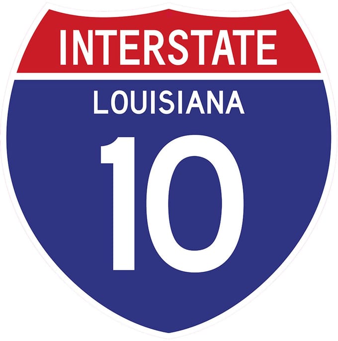 Signs USA - wandbord - dibond - Interstate 10 - Louisiana - 39 x 39 cm