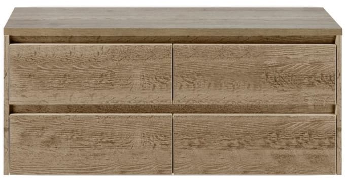 Dante Badmeubelset 120 cm - 4 Laden Natuur Eiken - Wastafelbovenblad