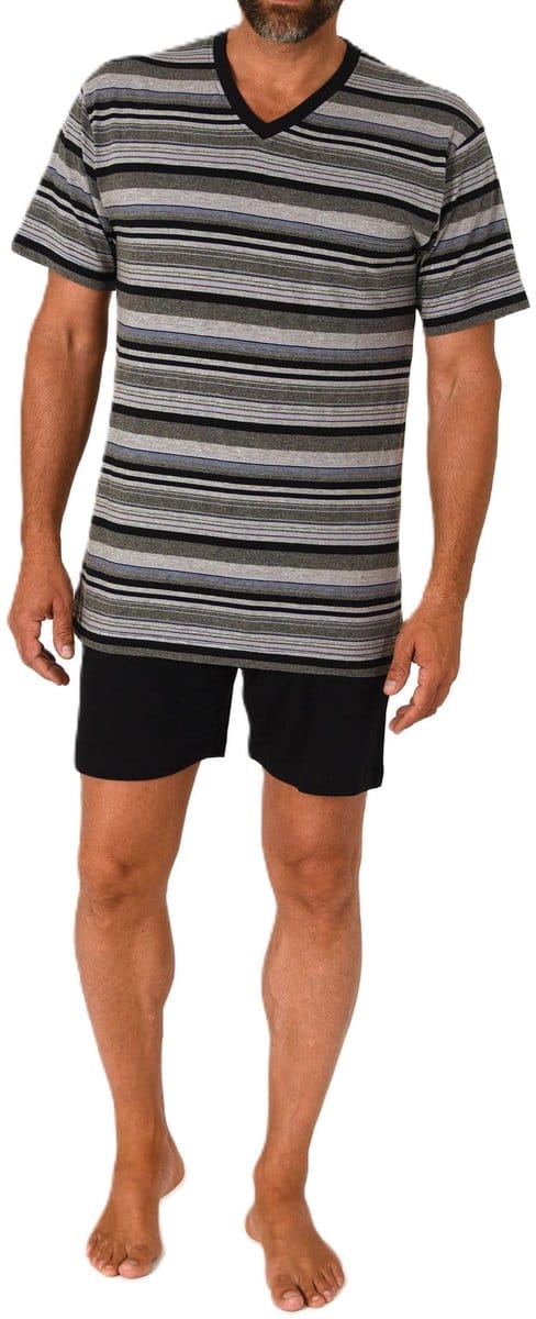 Normann herenpyjama Shorty met korte mouwen in een gestreepte look