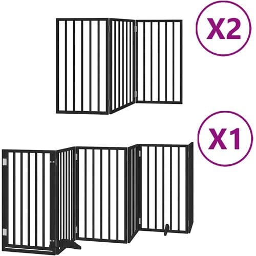 vidaXL Hondenhek inklapbaar 12 panelen 600 cm populierenhout zwart