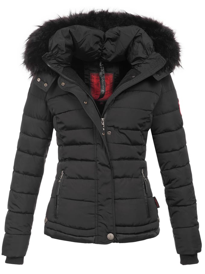 Navahoo Dames Winterjas Chloe – Getailleerd Met Afneembare Capuchon & Elegant Bont