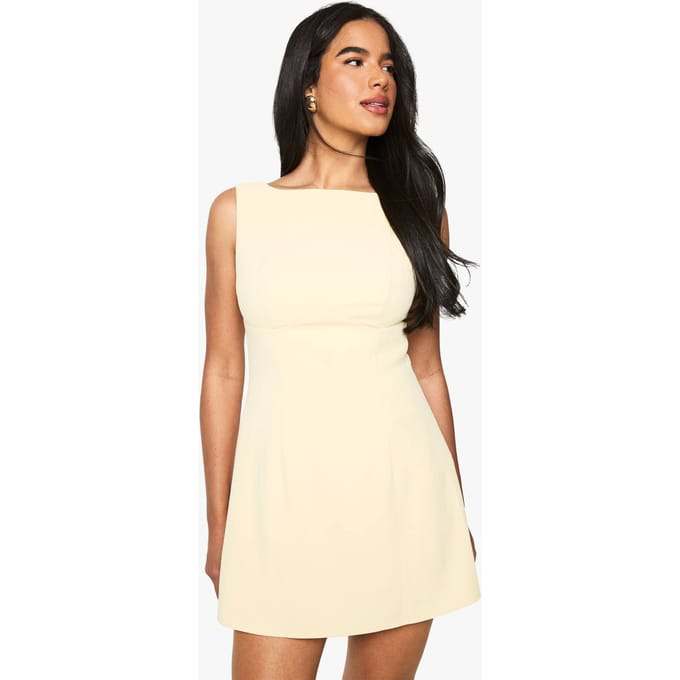 boohoo Dames Gestructureerde A-lijn mini-jurk | Boter | Maat: 42